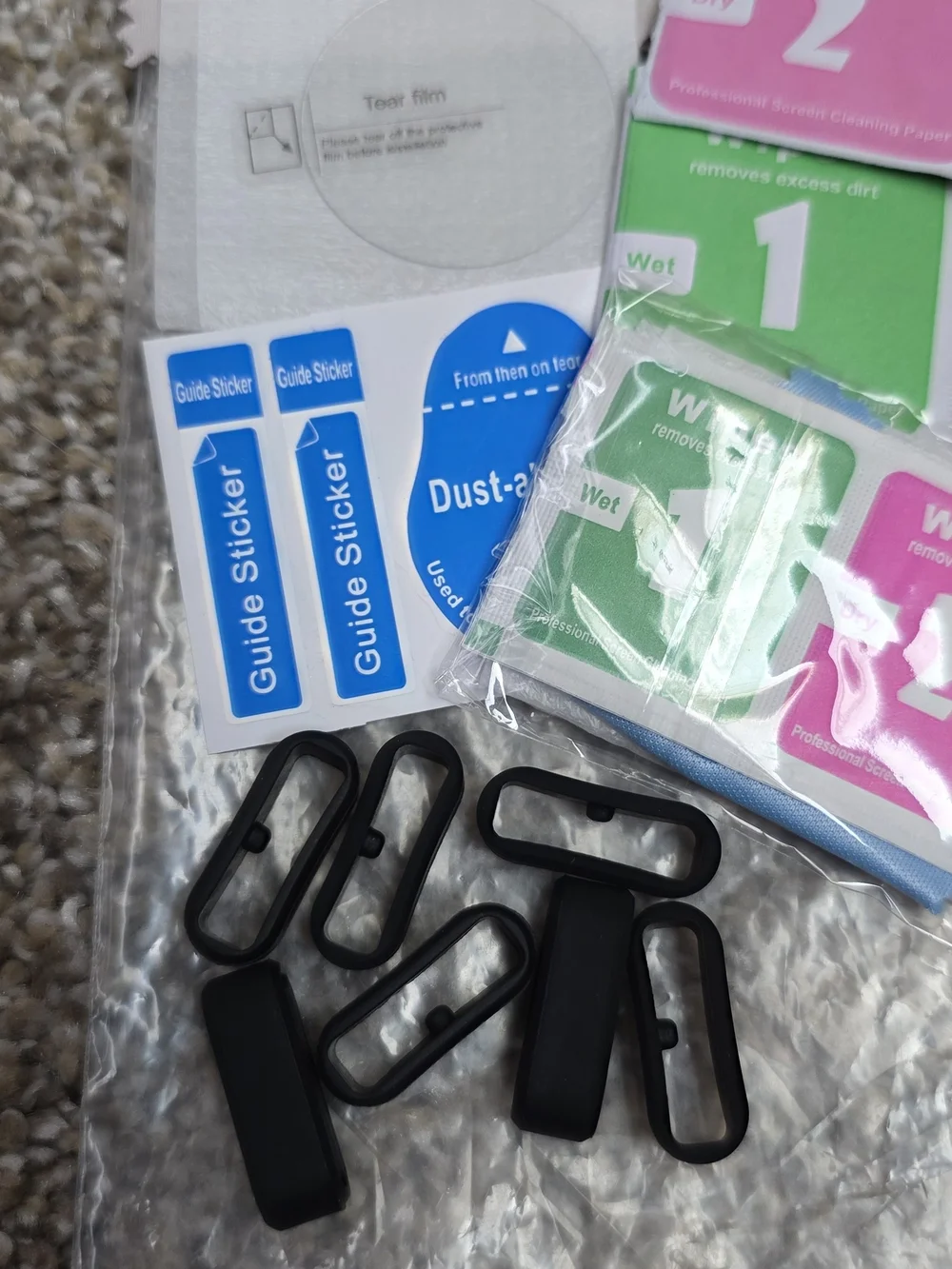 Garmin Watch Accessories- Screen Protector Kit Cleaning Wipes Band Rings